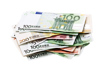 Pile of euro banknotes