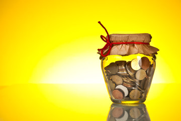 coins in money jar