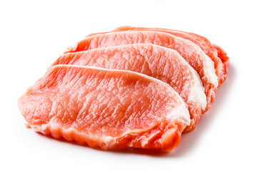 Fresh raw pork on white background
