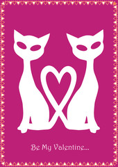 abstract vector valentine background with two cats