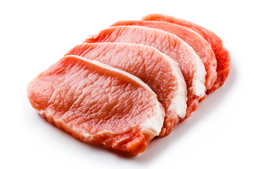 Fresh raw pork on white background