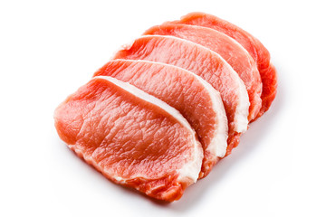 Fresh raw pork on white background