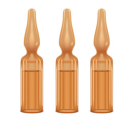 three ampoules of of brown color