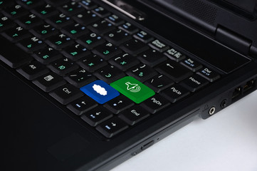 Computer keyboard with clous symbol