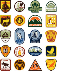 Outdoor adventure vector patches