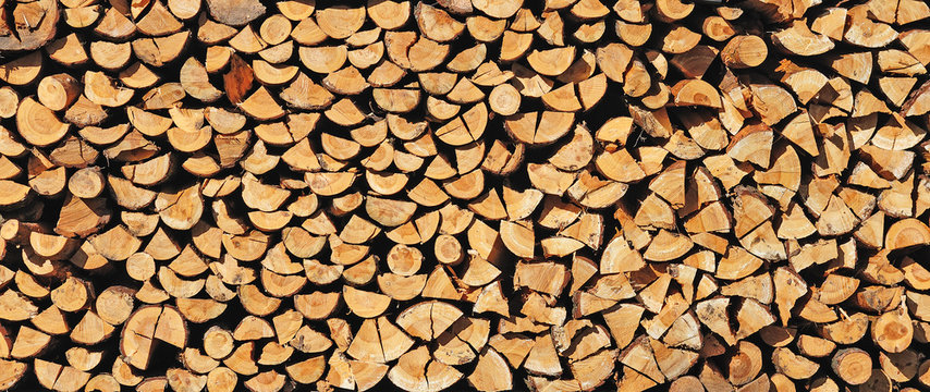 Pile of wood cut for fireplace