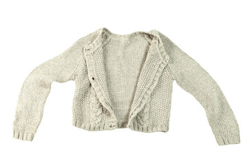 wool cardigan isolated on white background