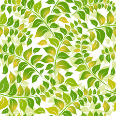 Fototapeta premium Seamless white-green floral pattern