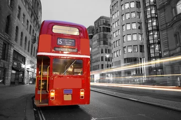 Store enrouleur tamisant sans perçage Rouge, noir, blanc Bus principal de l& 39 itinéraire de Londres
