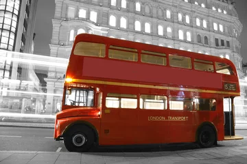 Store enrouleur tamisant sans perçage Rouge, noir, blanc Bus principal de l& 39 itinéraire de Londres