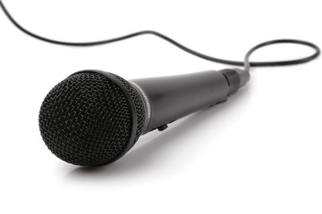 The big black microphone on a white background