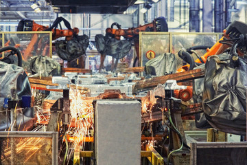 robots in a car factory