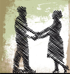 Sketch of dancing couple. Vector illustration