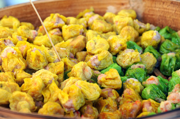 Colorful of Steamed prawn timsum