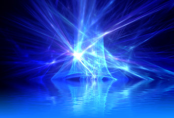 Abstract background, fractal design over water reflection. cosmi