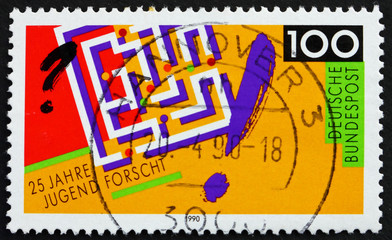 Postage stamp Germany 1990 Labyrinth, Youth Science and Technolo