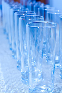 Glasses standing in a row