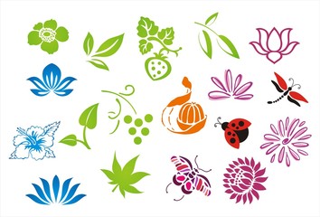 colorful nature icons , Eco friendly ,India, Asia