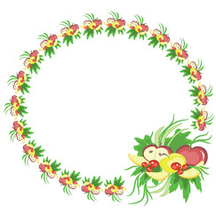 Round frame with fruits , vector.