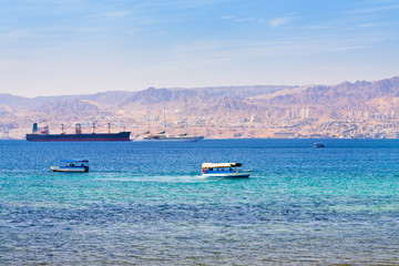 Aqaba gulf and view on Israel town Eilat