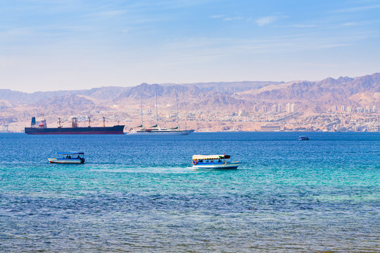 Aqaba gulf and view on Israel town Eilat