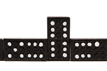 Sequence of black domino parts isolated on white