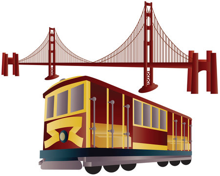 San Francisco Cable Car and Golden Gate Bridge