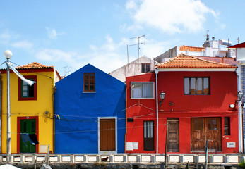 Traditional colorful houses in Aveiro, Portugal
