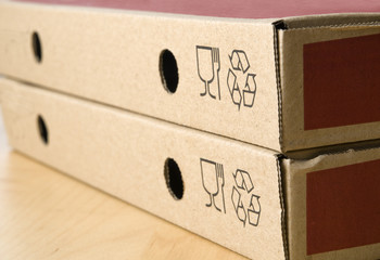 two boxes of pizza