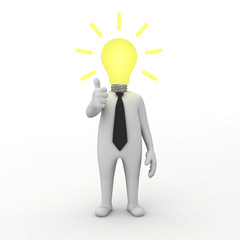 3d businessman with idea lightbulb
