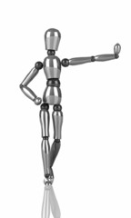 Gliederpuppe Silber - stehend isoliert 01