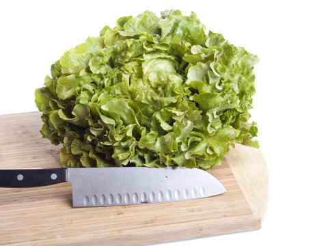 Lettuce with knife