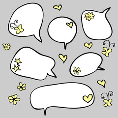 A set of doodle speech bubbles