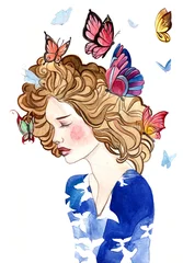 Tuinposter butterflies in her hair © ankdesign