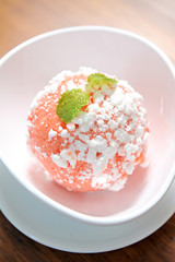 scoops of ice cream with mint