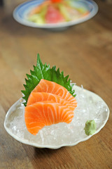 Salmon seshimi close-up