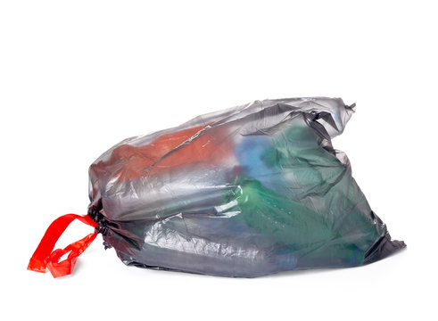 garbage bag with empty bottle trash waste