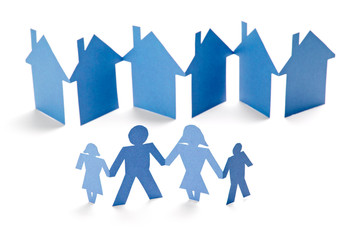 paper people and house shape cut connection chain