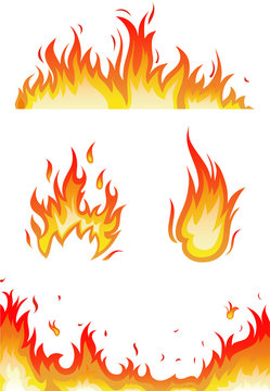 vector set: fire flames - collage