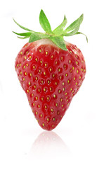 Strawberries isolated on white background, with clipping paths
