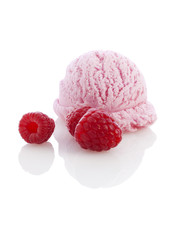 Ice Cream Scoop and Raspberries