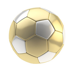 Gold and silver football ball isolated