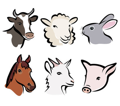 farm animal set of symbols