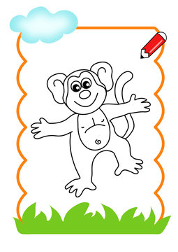 pagina da colorare, scimmia
