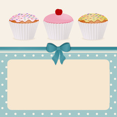 cupcakes on blue polka dot background