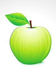abstract green apple with leaf