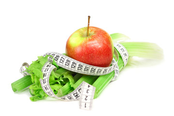Celery apple and measure tape