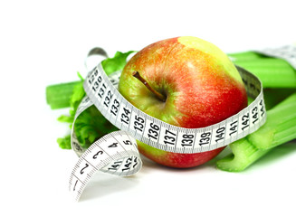 Celery apple and measure tape