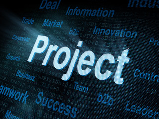 Obraz premium Pixeled word Project on digital screen