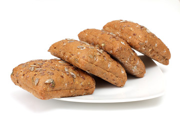 Bread food on white plate